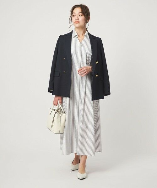 green label relaxing / グリーンレーベル リラクシング ロング・マキシ丈ワンピース | シャツ襟 フィット＆フレア タック 5分袖 ワンピース | 詳細20