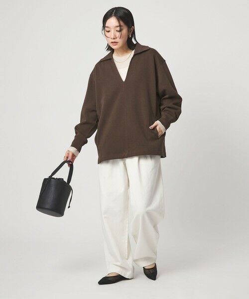 green label relaxing / グリーンレーベル リラクシング カットソー | 【WEB限定】＜at ease＞ダブルフェイス エリツキ プルオーバー カットソー | 詳細28