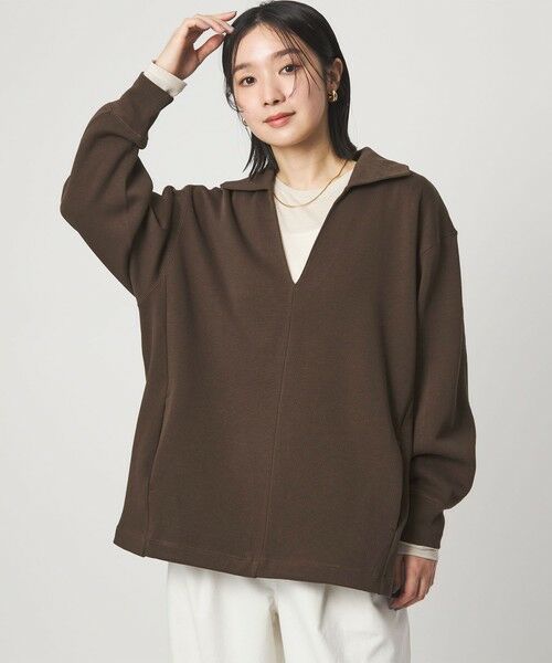 green label relaxing / グリーンレーベル リラクシング カットソー | 【WEB限定】＜at ease＞ダブルフェイス エリツキ プルオーバー カットソー | 詳細26