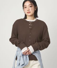 green label relaxing / グリーンレーベル リラクシング カットソー | 【WEB限定】＜at ease＞ワッフル ヘンリーネック ロングスリーブ カットソー