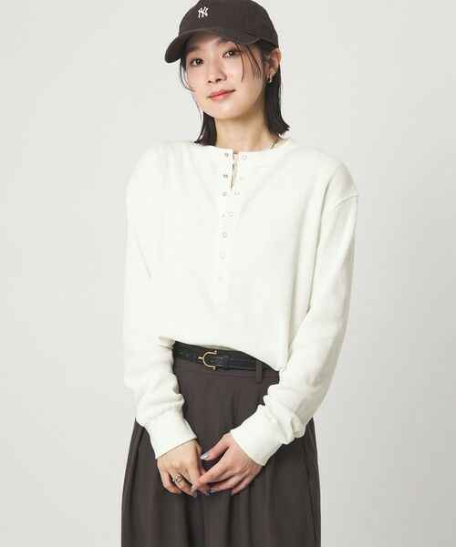 green label relaxing / グリーンレーベル リラクシング カットソー | 【WEB限定】＜at ease＞ワッフル ヘンリーネック ロングスリーブ カットソー | 詳細2