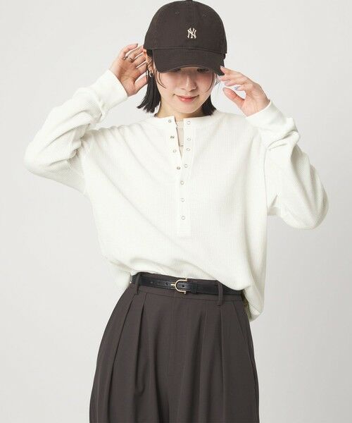 green label relaxing / グリーンレーベル リラクシング カットソー | 【WEB限定】＜at ease＞ワッフル ヘンリーネック ロングスリーブ カットソー | 詳細1