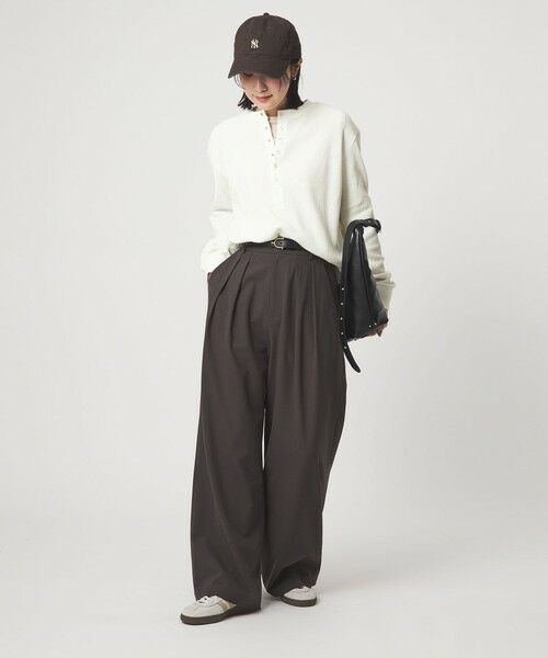 green label relaxing / グリーンレーベル リラクシング カットソー | 【WEB限定】＜at ease＞ワッフル ヘンリーネック ロングスリーブ カットソー | 詳細3