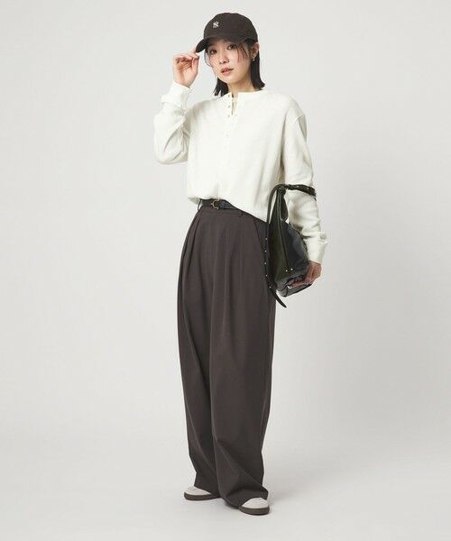 green label relaxing / グリーンレーベル リラクシング カットソー | 【WEB限定】＜at ease＞ワッフル ヘンリーネック ロングスリーブ カットソー | 詳細4