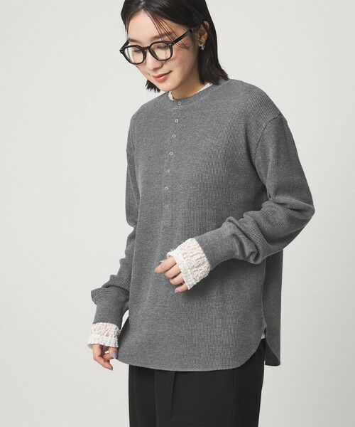 green label relaxing / グリーンレーベル リラクシング カットソー | 【WEB限定】＜at ease＞ワッフル ヘンリーネック ロングスリーブ カットソー | 詳細7