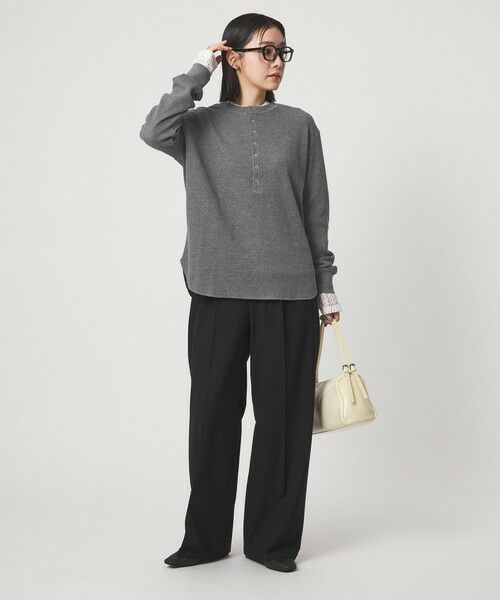 green label relaxing / グリーンレーベル リラクシング カットソー | 【WEB限定】＜at ease＞ワッフル ヘンリーネック ロングスリーブ カットソー | 詳細9