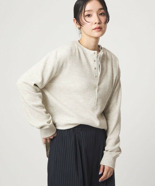 green label relaxing / グリーンレーベル リラクシング カットソー | 【WEB限定】＜at ease＞ワッフル ヘンリーネック ロングスリーブ カットソー | 詳細8