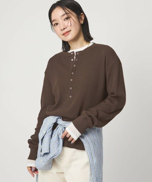 green label relaxing / グリーンレーベル リラクシング カットソー | 【WEB限定】＜at ease＞ワッフル ヘンリーネック ロングスリーブ カットソー | 詳細14