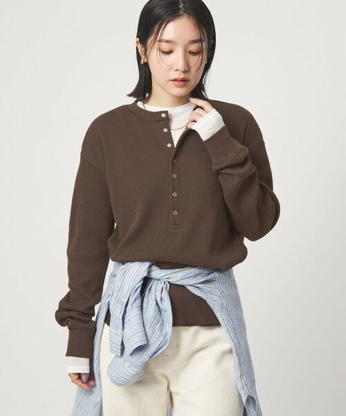 green label relaxing / グリーンレーベル リラクシング カットソー | 【WEB限定】＜at ease＞ワッフル ヘンリーネック ロングスリーブ カットソー | 詳細15