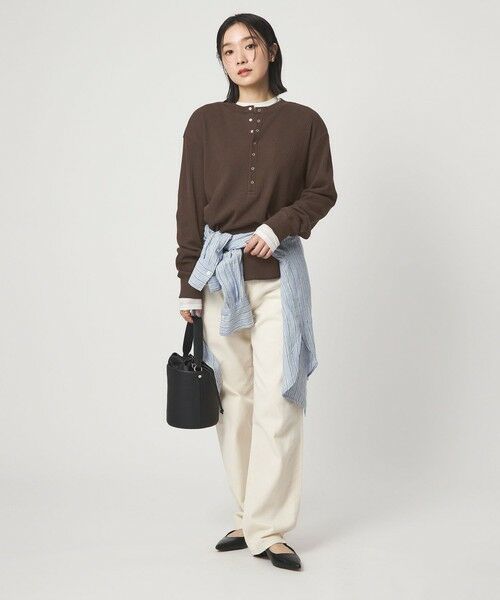 green label relaxing / グリーンレーベル リラクシング カットソー | 【WEB限定】＜at ease＞ワッフル ヘンリーネック ロングスリーブ カットソー | 詳細16