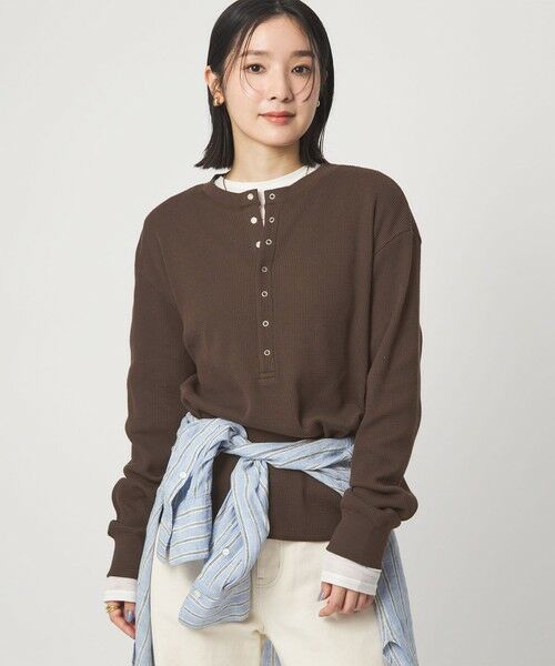 green label relaxing / グリーンレーベル リラクシング カットソー | 【WEB限定】＜at ease＞ワッフル ヘンリーネック ロングスリーブ カットソー | 詳細12