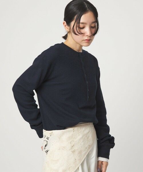 green label relaxing / グリーンレーベル リラクシング カットソー | 【WEB限定】＜at ease＞ワッフル ヘンリーネック ロングスリーブ カットソー | 詳細27