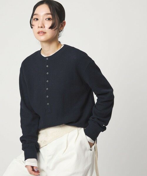green label relaxing / グリーンレーベル リラクシング カットソー | 【WEB限定】＜at ease＞ワッフル ヘンリーネック ロングスリーブ カットソー | 詳細27