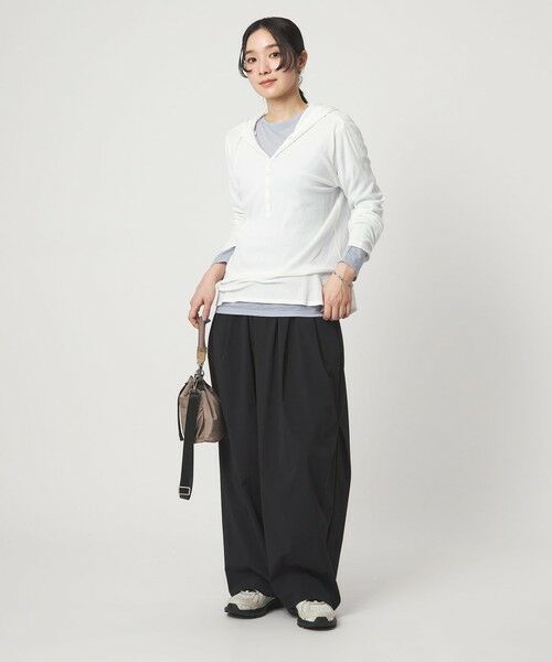 green label relaxing / グリーンレーベル リラクシング カットソー | 【WEB限定】＜at ease＞シアーテレコ フード ロングスリーブ カットソー | 詳細7