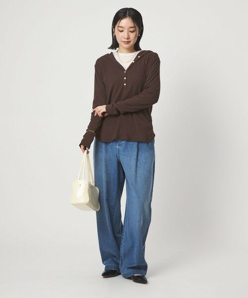 green label relaxing / グリーンレーベル リラクシング カットソー | 【WEB限定】＜at ease＞シアーテレコ フード ロングスリーブ カットソー | 詳細27