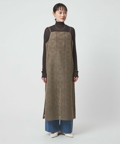 green label relaxing / グリーンレーベル リラクシング ミニ丈・ひざ丈ワンピース | シアー レース キャミソール ワンピース | 詳細9