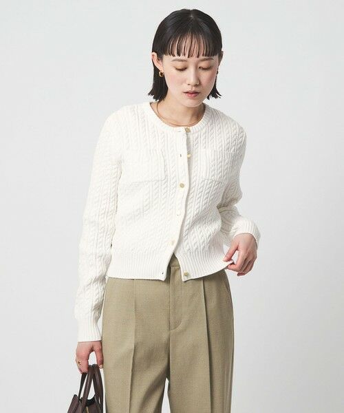 green label relaxing / グリーンレーベル リラクシング カーディガン・ボレロ | ケーブル ニット カーディガン ウォッシャブル | 詳細1