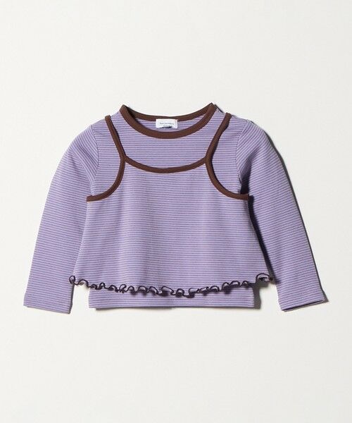 green label relaxing / グリーンレーベル リラクシング カットソー | ボーダーTシャツ＋キャミソール セット / キッズ 100cm-130cm（PURPLE）