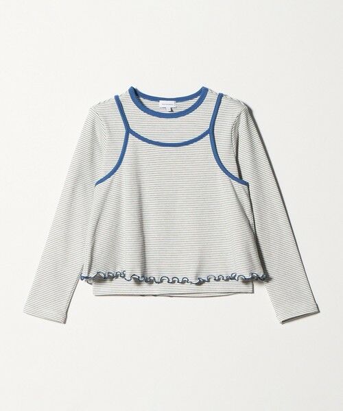 green label relaxing / グリーンレーベル リラクシング カットソー | ボーダーTシャツ＋キャミソール セット / キッズ 140cm-160cm（OFF WHITE）