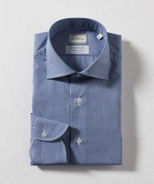green label relaxing / グリーンレーベル リラクシング シャツ・ブラウス | MADE BY HITOYOSHI ギンガムチェック ワイドカラー ドレスシャツ（NAVY）