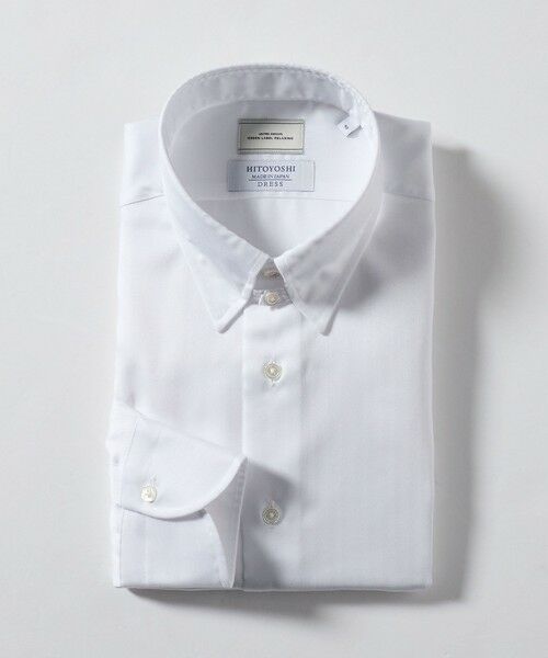 green label relaxing / グリーンレーベル リラクシング シャツ・ブラウス | MADE BY HITOYOSHI ヘリンボーン タブカラー ドレスシャツ（WHITE）