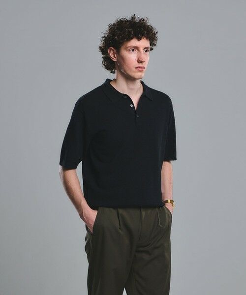 green label relaxing / グリーンレーベル リラクシング ポロシャツ | タック ピケ ニット ポロシャツ -ウォッシャブル-（BLACK）