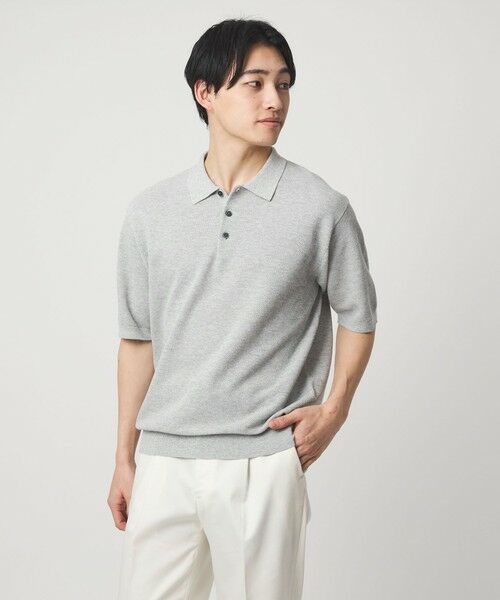 green label relaxing / グリーンレーベル リラクシング ポロシャツ | タック ピケ ニット ポロシャツ -ウォッシャブル-（MD.GRAY）