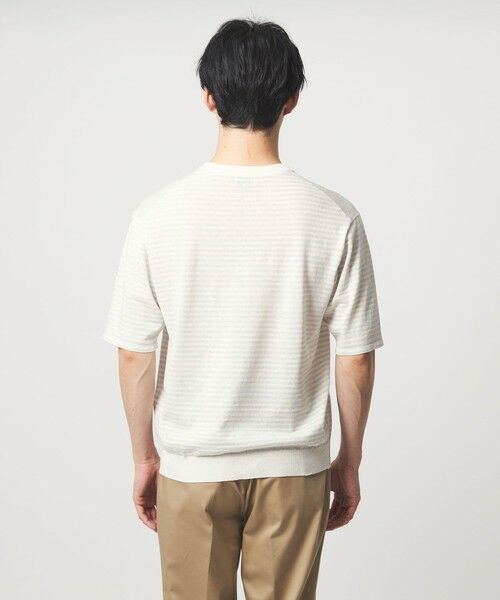 green label relaxing / グリーンレーベル リラクシング ニット・セーター | リネン ポリエステル ボーダー クルーネック 半袖 ニット -ウォッシャブル- | 詳細6