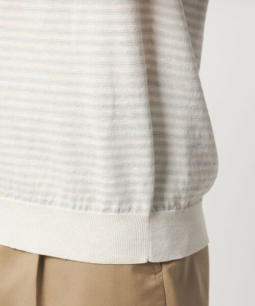 green label relaxing / グリーンレーベル リラクシング ニット・セーター | リネン ポリエステル ボーダー クルーネック 半袖 ニット -ウォッシャブル- | 詳細9