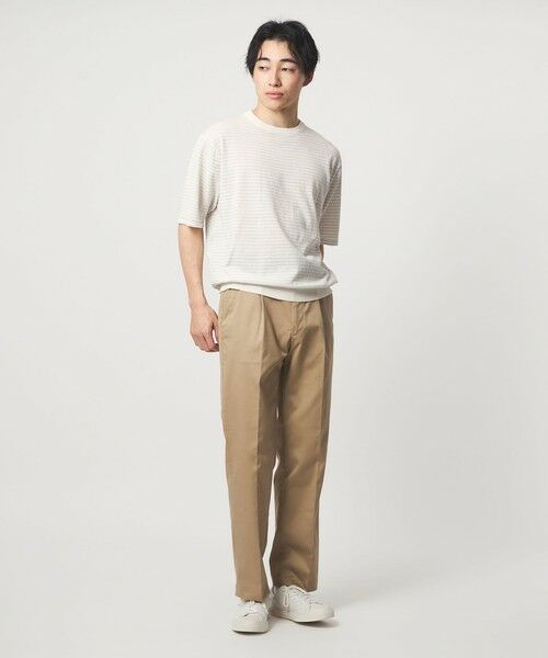 green label relaxing / グリーンレーベル リラクシング ニット・セーター | リネン ポリエステル ボーダー クルーネック 半袖 ニット -ウォッシャブル- | 詳細1