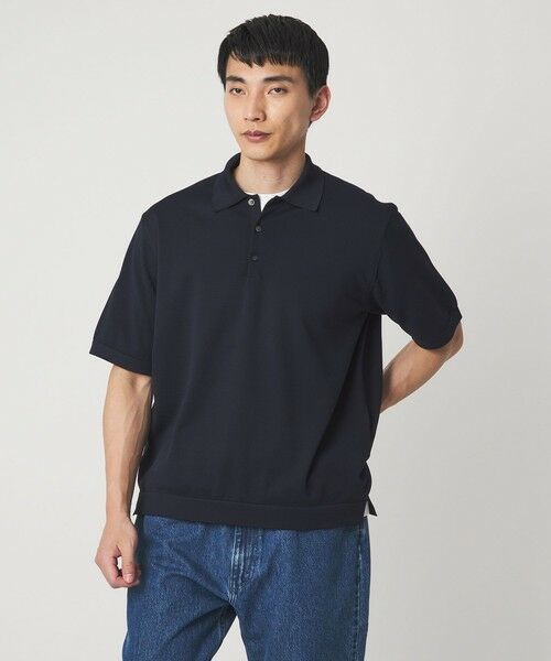 green label relaxing / グリーンレーベル リラクシング ニット・セーター | ＜SLOANE＞18G PCC ポロシャツ（NAVY）