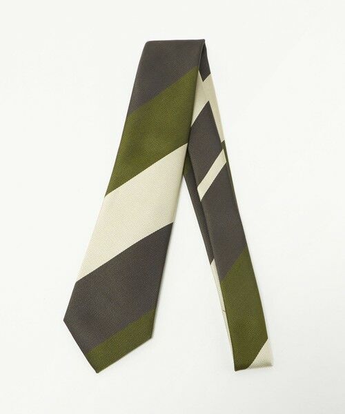 green label relaxing / グリーンレーベル リラクシング ネクタイ | GLR ジャパン タンゴ 8.0cm ストライプ3 ネクタイ（DK.BROWN）