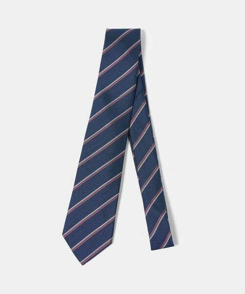 green label relaxing / グリーンレーベル リラクシング ネクタイ | GLR シルク3 8.0cm ストライプ1 ネクタイ（NAVY）