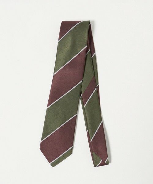 green label relaxing / グリーンレーベル リラクシング ネクタイ | GLR シルク4 8.0cm ストライプ1 ネクタイ（OLIVE）