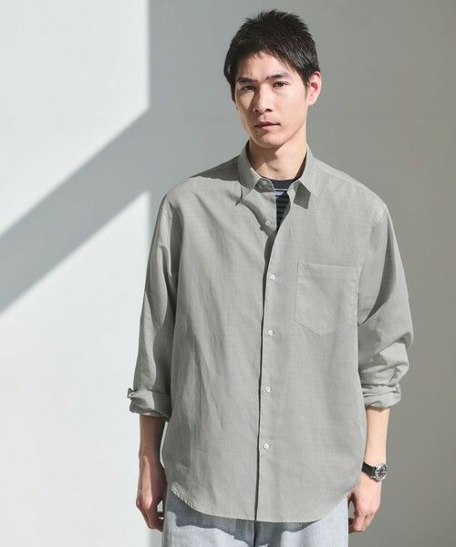 green label relaxing / グリーンレーベル リラクシング シャツ・ブラウス | ラミー ミックス ジャストルーズ 長袖 シャツ（LT.GRAY）