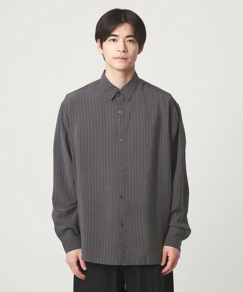 green label relaxing / グリーンレーベル リラクシング シャツ・ブラウス | フィブリル ストライプ柄 長袖 ボックス シャツ | 詳細12