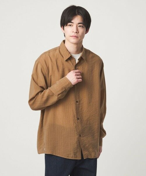 green label relaxing / グリーンレーベル リラクシング シャツ・ブラウス | フィブリル ストライプ柄 長袖 ボックス シャツ | 詳細25