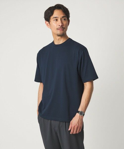 green label relaxing / グリーンレーベル リラクシング Tシャツ | 【WEB限定】JUST fit デイリー ワイド Tシャツ -吸水速乾・抗菌-（NAVY）