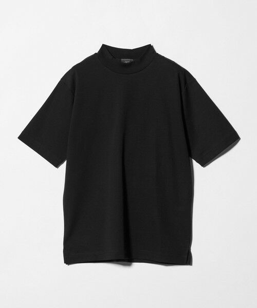 green label relaxing / グリーンレーベル リラクシング Tシャツ | オーガニックコットン ポンチ モックネック Tシャツ -接触冷感-（BLACK）
