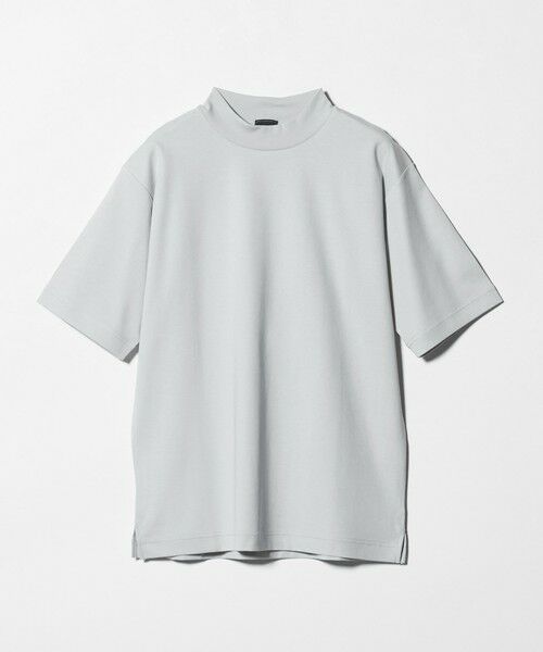 green label relaxing / グリーンレーベル リラクシング Tシャツ | オーガニックコットン ポンチ モックネック Tシャツ -接触冷感-（LT.GRAY）