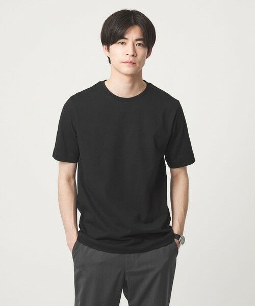 green label relaxing / グリーンレーベル リラクシング Tシャツ | LONG FIBER COTTON クリア クルーネック 半袖 Tシャツ（BLACK）