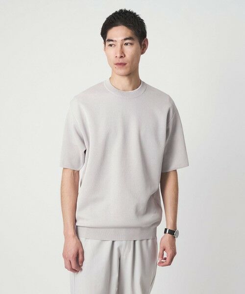 green label relaxing / グリーンレーベル リラクシング Tシャツ | BREEZY ペーパー 半袖 クルーネック ニット Tシャツ -ハンドウォッシャブル・抗菌・通気性-（LT.GRAY）