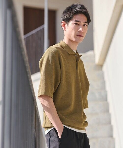 green label relaxing / グリーンレーベル リラクシング ニット・セーター | BREEZY ペーパー 半袖 ポロシャツ -ハンドウォッシャブル・抗菌・通気性-（MUSTARD）