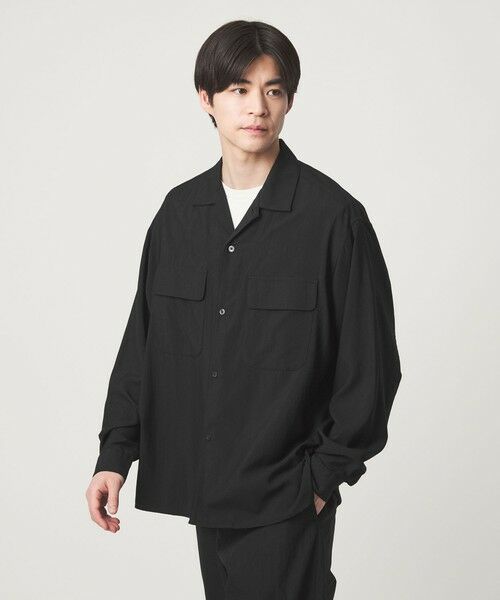 green label relaxing / グリーンレーベル リラクシング シャツ・ブラウス | ナイロン ツイル オープンカラー シャツ ブルゾン -撥水- | 詳細2