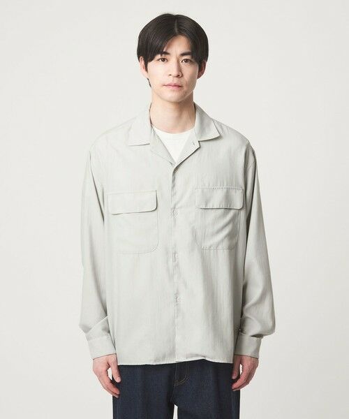 green label relaxing / グリーンレーベル リラクシング シャツ・ブラウス | ナイロン ツイル オープンカラー シャツ ブルゾン -撥水- | 詳細11