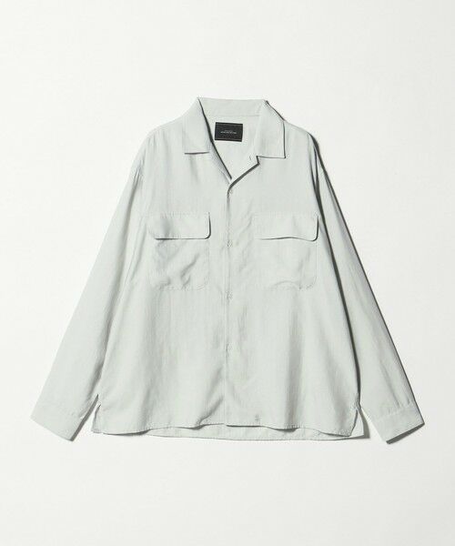 green label relaxing / グリーンレーベル リラクシング シャツ・ブラウス | ナイロン ツイル オープンカラー シャツ ブルゾン -撥水-（LT.GRAY）