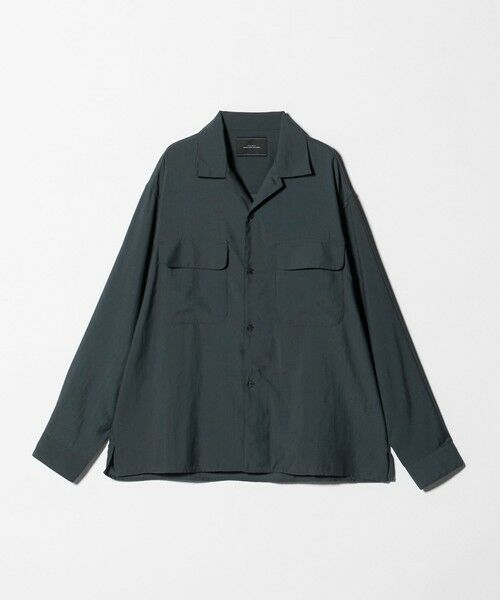 green label relaxing / グリーンレーベル リラクシング シャツ・ブラウス | ナイロン ツイル オープンカラー シャツ ブルゾン -撥水-（DK.GREEN）