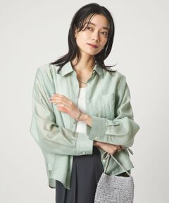 green label relaxing / グリーンレーベル リラクシング シャツ・ブラウス | エアリー シアー ロングスリーブ シャツ ウォッシャブル 接触冷感