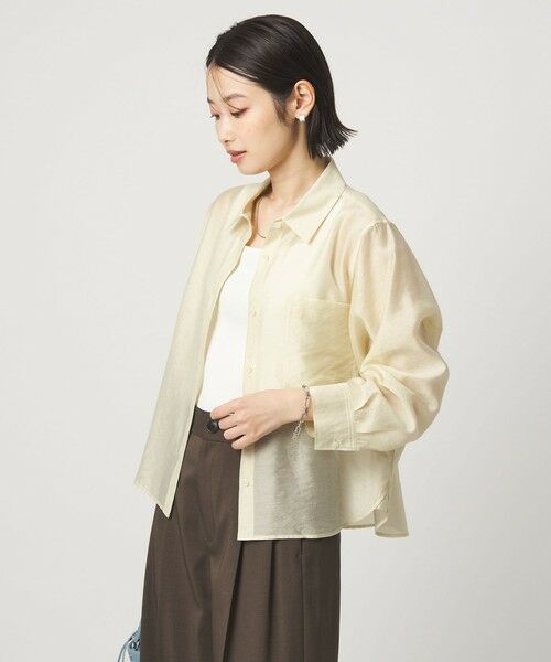 green label relaxing / グリーンレーベル リラクシング シャツ・ブラウス | エアリー シアー ロングスリーブ シャツ ウォッシャブル 接触冷感 | 詳細3