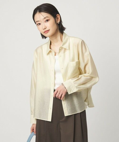 green label relaxing / グリーンレーベル リラクシング シャツ・ブラウス | エアリー シアー ロングスリーブ シャツ ウォッシャブル 接触冷感 | 詳細1